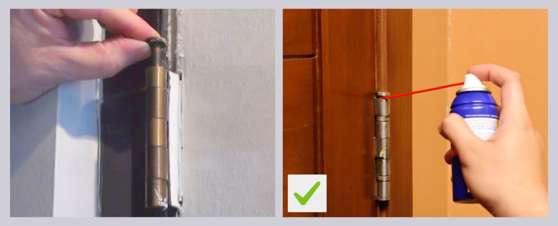 Lubrication keeps the hinges rust free and the door movement is without hindrance.